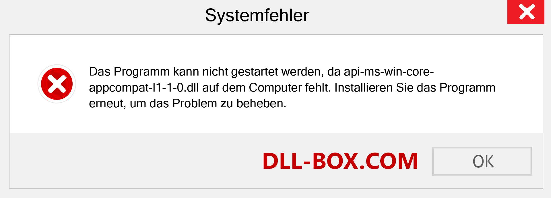 api-ms-win-core-appcompat-l1-1-0.dll-Datei fehlt?. Download für Windows 7, 8, 10 - Fix api-ms-win-core-appcompat-l1-1-0 dll Missing Error unter Windows, Fotos, Bildern